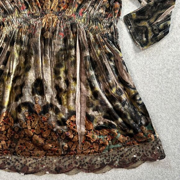 Live and Let Live Velvet Babydoll Top Women's Small 3/4 Sleeve V-Neck Y2K Tunic - Picture 5 of 9